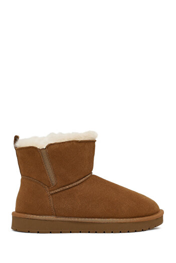 Derimod Women's Camel Suede Leather Teddy Boots 25Wfd478110