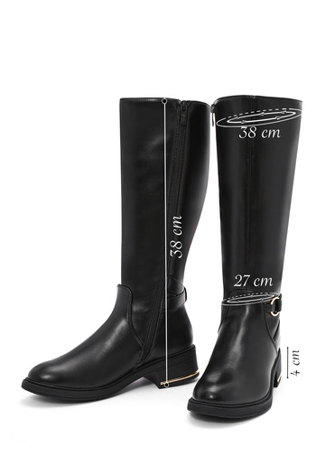 Derimod Women's Black Zippered Buckle Detailed Boots 25Wfe401518