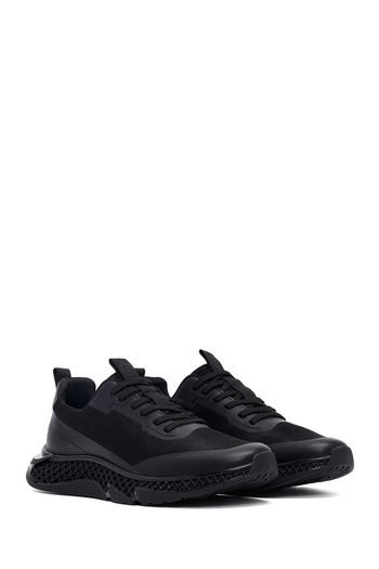 Derimod Erkek Siyah Bağcıklı Kalın Tabanlı Kumaş Sneaker 25WFD69446F