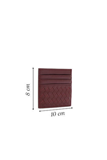 Derimod Men's Burgundy Braided Leather Card Holder 000A2D361329