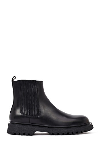 Derimod Men's Black Thick Soled Leather Chelsea Boots 25Wfd693718