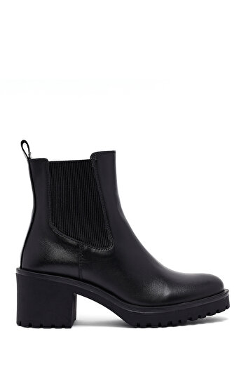 Derimod Women's Black Thick Heeled Leather Chelsea Boots 25Wfd132418