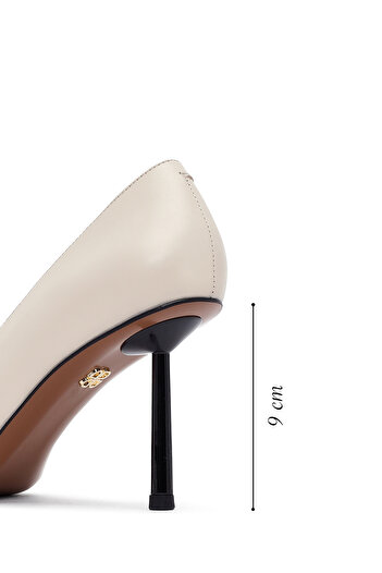 Derimod Women's Cream Thin Heeled Leather Stiletto,High Heel Shoes 25Afd100918