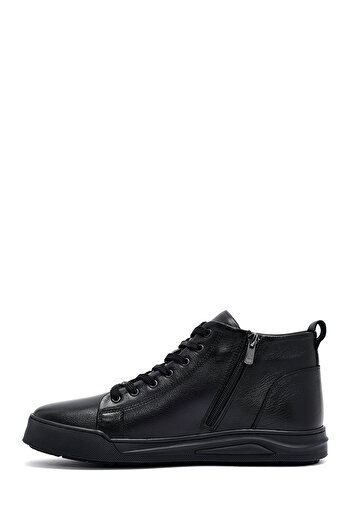 Derimod Men's Black Zippered Leather Sports Boots 25Wfd760618