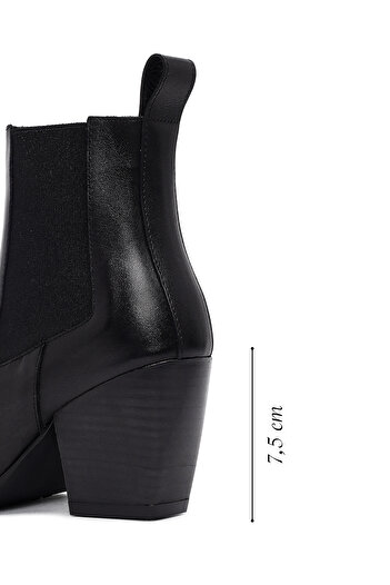 Derimod Women's Black Thick Heeled Leather Chelsea Boots 25Wfd141318