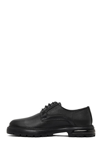 Derimod Men's Black Lace-Up Thick Sole Leather Casual Shoes 25Wfd6755Ft