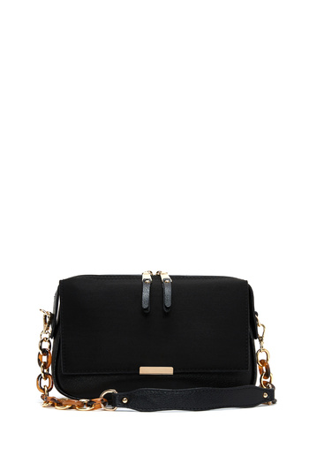 Derimod Women's Black Chain Strap Suede Crossbody Bag 25Abd210210