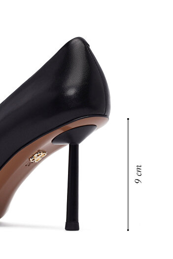 Derimod Women's Black Thin Heeled Leather Stiletto, High Heel Shoes 25Afd100618