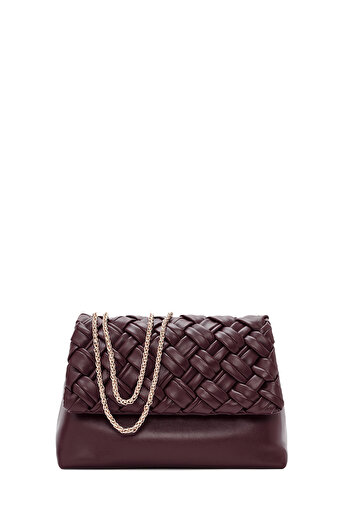 Derimod Geantă de damă, bordeaux, cu lanț lung, împletită, tip crossbody 25WBD290329