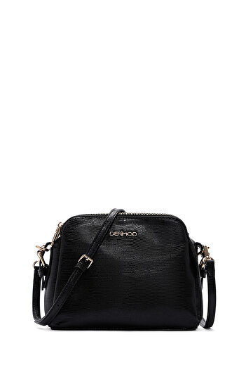 Derimod Women's Black Long Strap Printed Crossbody Bag 25Wbd2820Kr