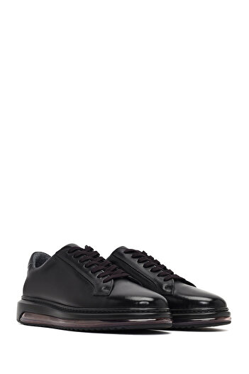 Derimod Erkek Siyah Bağcıklı Kalın Tabanlı Deri Sneaker,Kışlık Spor Ayakkabı 25WFD631018