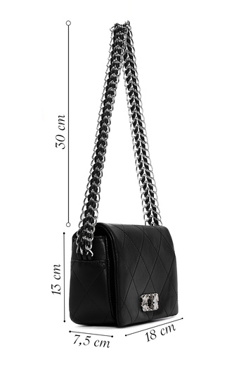 Derimod Women's Black Chain Strap Quilted Mini Crossbody Bag 25Abd2951Kp