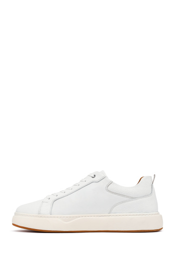 Derimod Men's White Lace-Up Thick Soled Leather Sneaker, Winter Sports Shoes 25Wfd675014