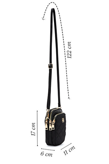Derimod Women's Black Long Strap Fabric Crossbody Bag 25Wbd24576F