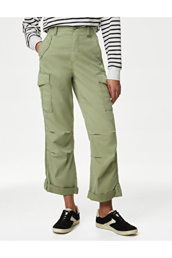 Marks & Spencer Lyocell™ Straight Leg Crop Kargo Pantolon