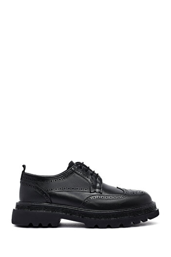 Derimod Men's Black Lace-Up Thick Soled Leather Casual Shoes 25Wfd760518