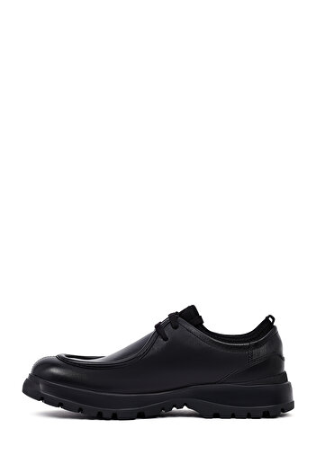 Derimod Men's Black Lace-Up Thick Soled Leather Casual Shoes 25Wfd632418