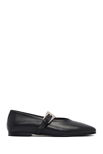 Derimod Women's Black Buckle Ballerinas, Leather Shoes 25Afd184318