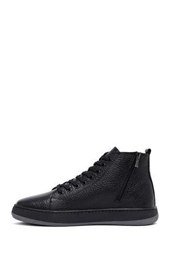 Derimod Men's Black Lace-Up Zippered Leather Sports Boots 25Wfd6609Ft