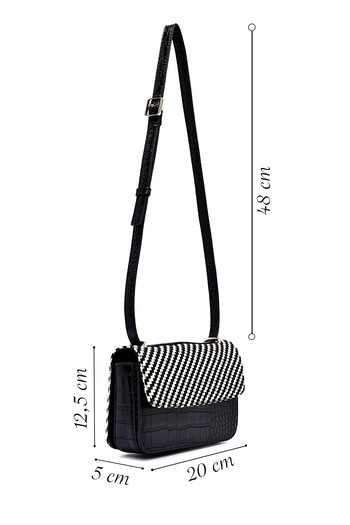 Derimod Women's Black Long Strap Printed Crossbody Bag 25Abd243214