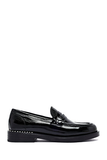 Derimod Γυναικείο μαύρο λουστρίνι ανδρικό loafer, χειμερινά παπούτσια 25AFD510416