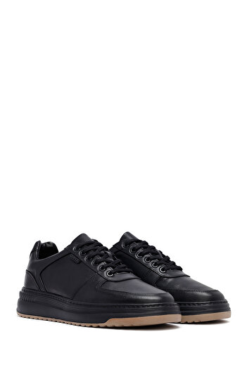 Derimod Erkek Siyah Bağcıklı Kalın Tabanlı Deri Sneaker,Kışlık Spor Ayakkabı 25WFD660118