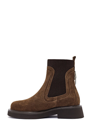 Derimod Women's Tan Suede Leather Chelsea Boots 25Wfd200310