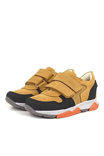 Rakerplus Genuine Leather Yellow Black Kids Sneakers Sports Shoes