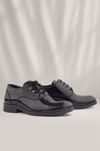 Rakerplus Tuxedo Black Patent Leather Laced Metal Detailed Children's Classic Shoes