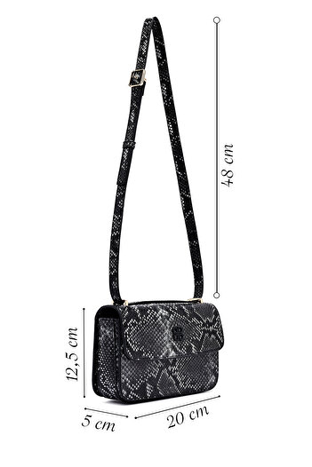 Derimod Women's Black Long Strap Patterned Crossbody Bag 25Abd243526