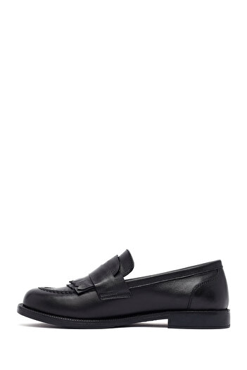 Derimod Γυναικείο μαύρο δερμάτινο ανδρικό loafer, χειμερινά παπούτσια 25AFD201618