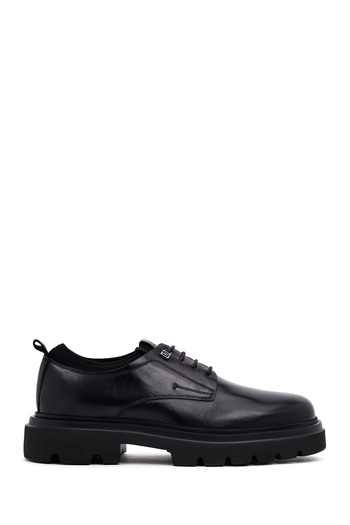 Derimod Men's Black Lace-Up Thick Sole Leather Casual Shoes 25Wfd603918