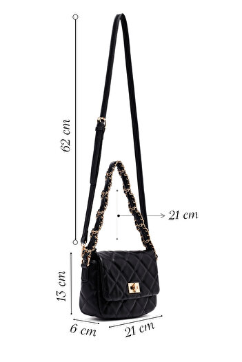 Derimod Women's Black Long Strap Quilted Shoulder Bag 25Abd2613Kp