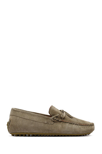 Derimod Ανδρικό δερμάτινο loafer από χακί σουέντ 25SFD633110