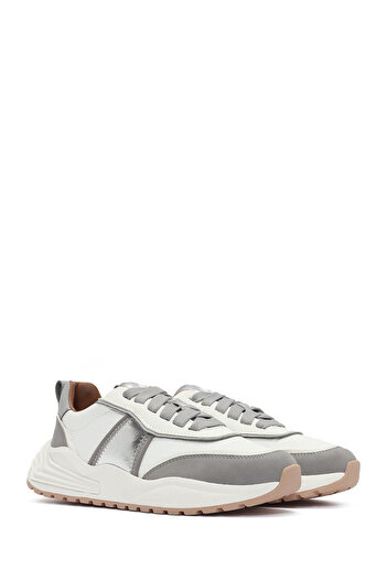 Derimod ACBC x DERİMOD Kadın Gri Kalın Tabanlı Bağcıklı Kumaş Sneaker 25SFD43566F