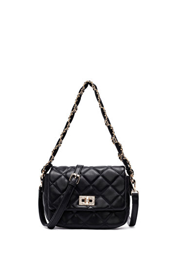 Derimod Women's Black Long Strap Quilted Shoulder Bag 25Abd2613Kp