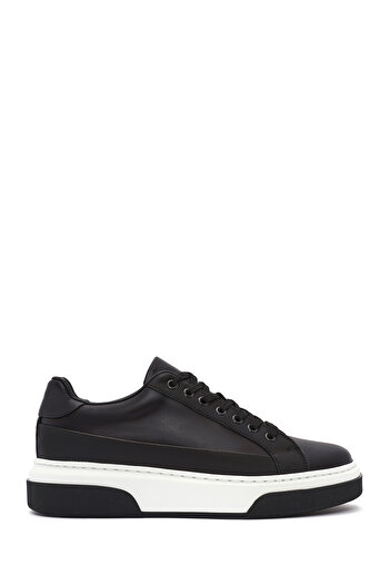 Derimod Men's Black Lace-Up Thick Sole Leather Sneaker, Winter Sports Shoes 25Wfd610918