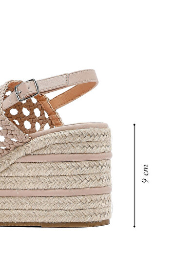 Derimod Women's Cream Knitted Ankle Buckle Wedge Heeled Espadrille Sandals 25Sfe451729