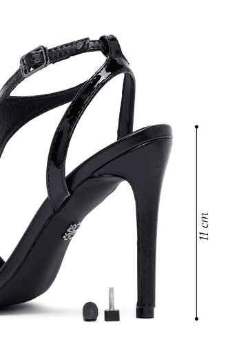 Derimod Women's Black Ankle Buckle High Thin Heeled Sandals 25Sfd443018