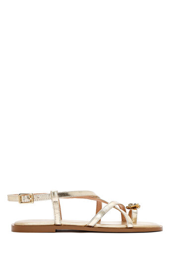 Derimod Women's Gold Flip Flops Metallic Sandals 25Sfd442232