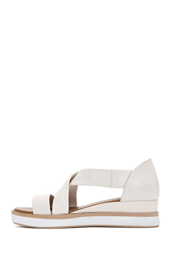 Derimod Women's Cream Thick Soled Genuine Leather Sandals 25Sfd550218