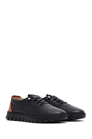 Derimod Kadın Siyah Bağcıklı Deri Sneaker 25SFD501618