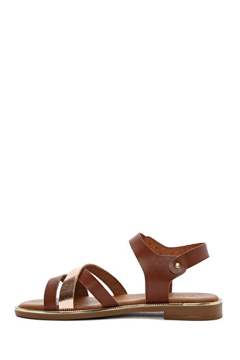 Derimod Women's Brown Ankle Buckle Genuine Leather Sandals 25Sfd360814