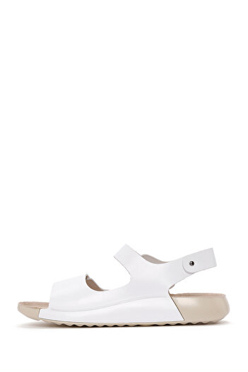 Derimod Women's White Ankle Strap Genuine Leather Comfort Sandals 25Sfd500318