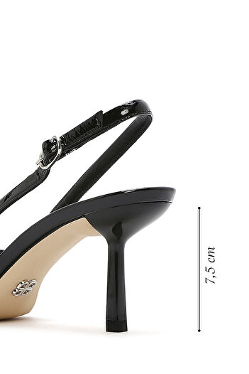 Derimod Women's Black Open Back Thin Heeled Leather Shoes 25Sfd 120916