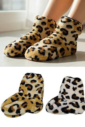 stellare 2 Pairs of Women's Wellsoft Leopard Patterned Socks – Home and Sleep Socks