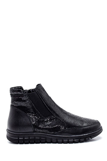 Derimod Women's Black Zippered Leather Comfort Boots 24Wfd 360014