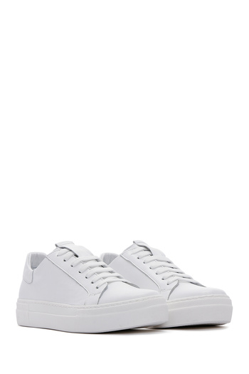 Derimod Kadın Beyaz Bağcıklı Deri Sneaker 24WFD290018
