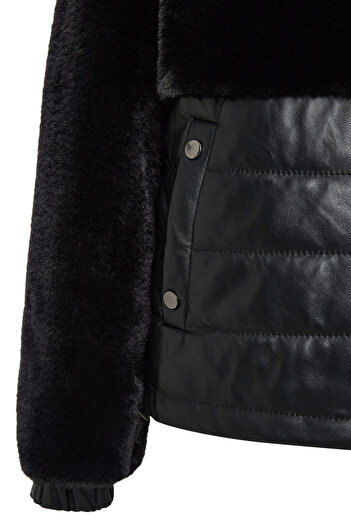 Derimod Alabama Kadın Siyah Kapüşonlu Teddy Mont 24WGP5288FF