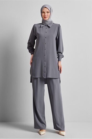 Alvina Shirt Collar Trousers Suit 45617